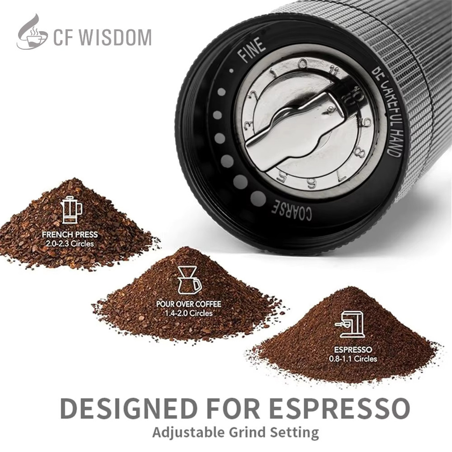 CF Wisdom Manuelle Kaffeemühle Premium Kaffeebohnenmühle in Schwarz - Bild 4