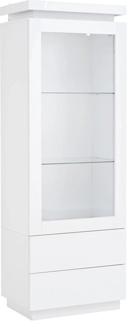 okwish Vitrine in Weiß mit LED-Beleuchtung, Glastüren und Schubladen für dein Wohnzimmer, B/T/H: 60 x 40 x 171 cm - Bild 1