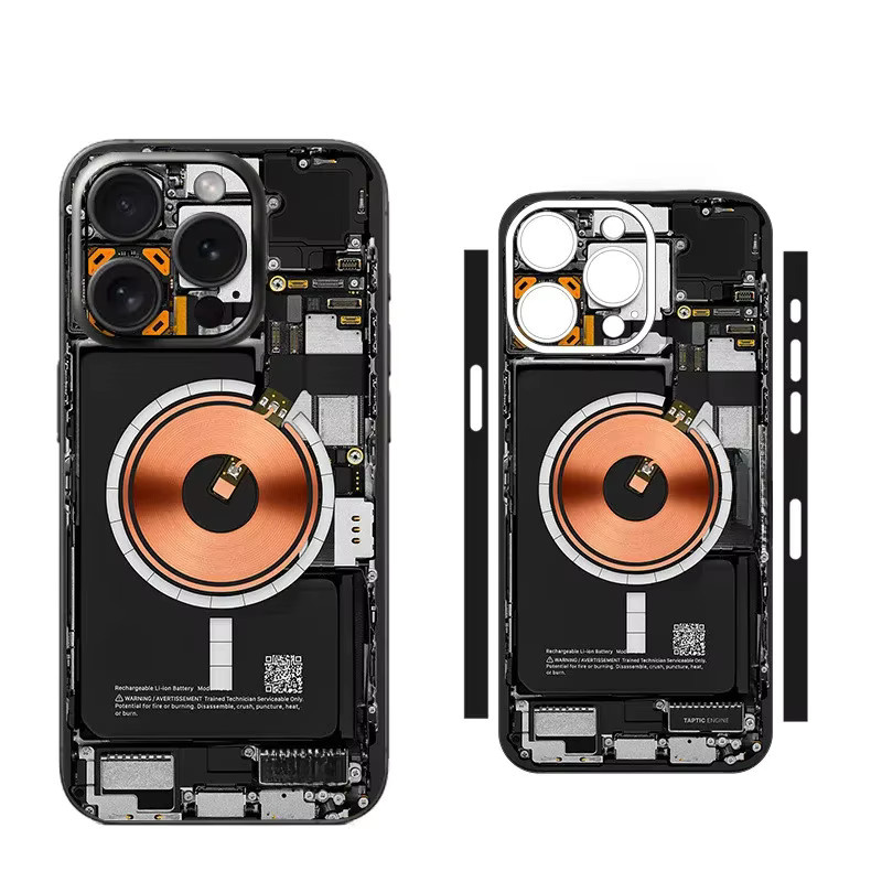 NMEGOU Schutzfolie mit Schaltkreis-Design für iPhone 13 bis iPhone 17 Pro Max Plus, abziehbarer 3M Wrap Farbwechsel Aufkleber für Rückseite und Bildschirm - Bild 4