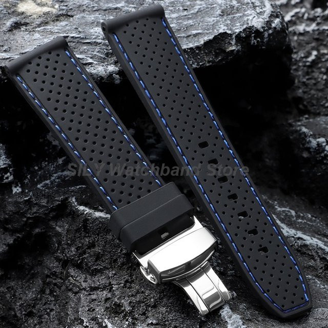 asukaband Uhrenarmband Silikon, Schmetterlingsverschluss, 20mm 22mm, Unisex - Bild 1