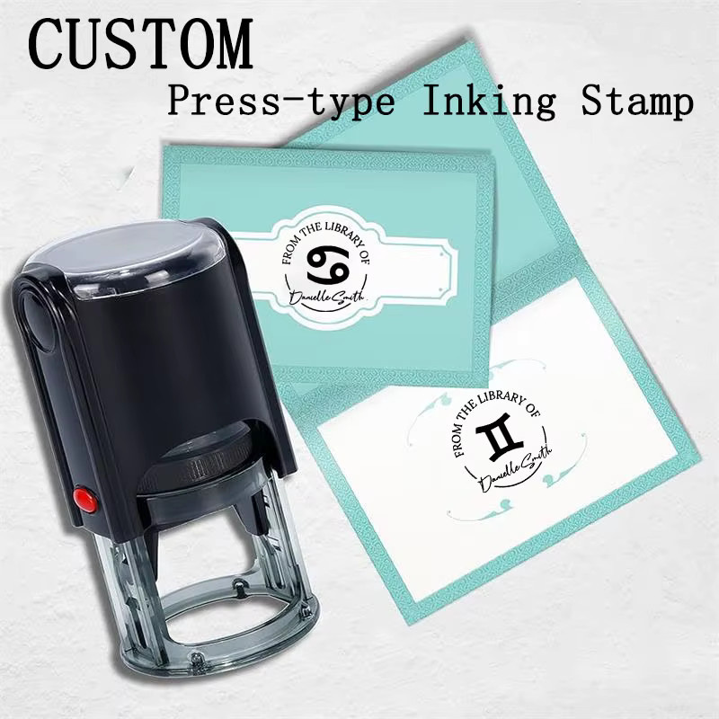 Personalisierter Selbstfärbender Tintenstempel mit individuellem Logo für Visitenkarten und Hochzeitseinladungen, erhältlich in Blau oder Schwarz - Bild 3