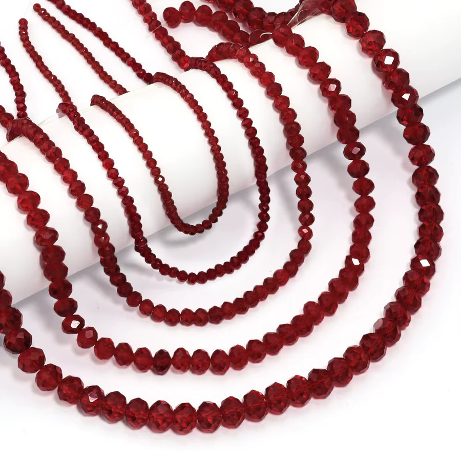 lingsai Kristallperlen, dunkelrot, facettiert, Abacus-Form, Glasperlen - Bild 5