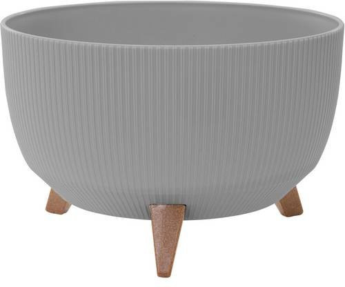 Siena Garden Blumentopf Oslo Stripe in Grau und Schwarz aus Kunststoff, B/T/H: 40,0 x 40,0 x 25,0 cm - Bild 1