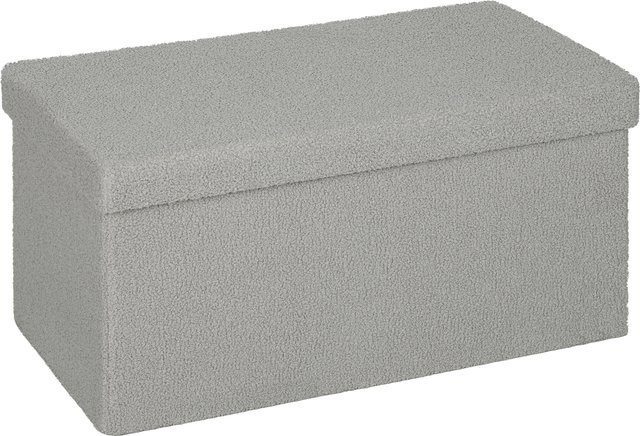 HOMCOM Sitzbank mit Stauraum in Samtoptik, faltbare Polsterbank als Sitztruhe für Wohnzimmer, Schlafzimmer oder Flur, Hellgrau, B/T/H: 76 x 38 x 38 cm - Bild 1