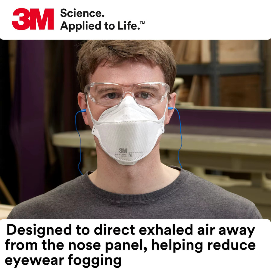 3M 9210+ Aura Particulate Respirator Einwegmaske in Weiß mit Low Profile Design zur Reduzierung von Brillenbeschlagen - Bild 2