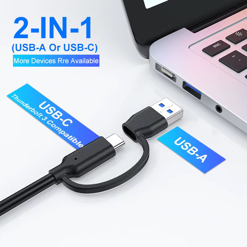 RSHTECH USB-C-Hub mit 7 Ports und 10 Gbit/s USB-C 3.2 Anschlüssen, schwarzer Laptop-USB-Splitter mit individuellen Touch-Switches und 5 V/3 A Netzteil - Bild 4