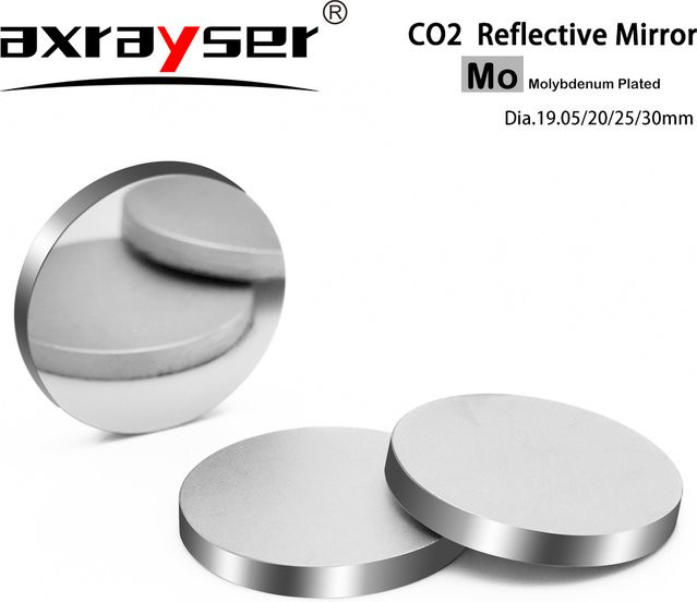 Axrayser CO2-Laser-Reflexlinse Mo-Spiegel in Silber, Durchmesser: 19,0 mm bis 38,1 mm, Dicke: 3 mm, für Graviermaschinen zum Schneiden - Bild 1