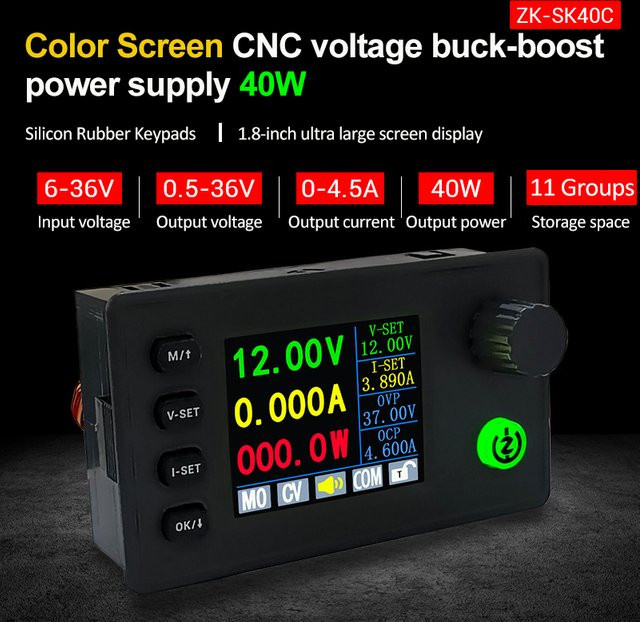 Sk40/sk90 DC Buck Boost Wandler 40W/90W Leistungsmodul CC CV in Schwarz, einstellbare geregelte Laborstromversorgung 0,5-36V 5V 6V 12V 24V - Bild 1