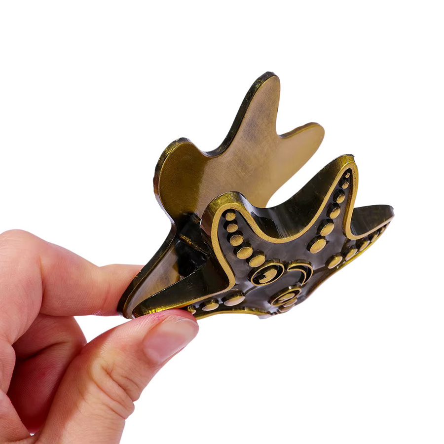 Goldener Muschel-Metallbinder im Retro-Design als robuster Foldback-Clip für Bürobedarf und Tagebücher - Bild 3