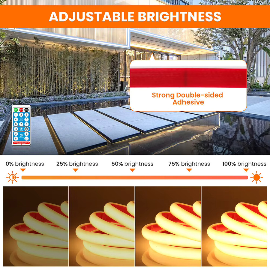 HEGEHE Solar COB LED-Streifen IP68 wasserdicht warmweiß 12 V 24 V - Bild 5