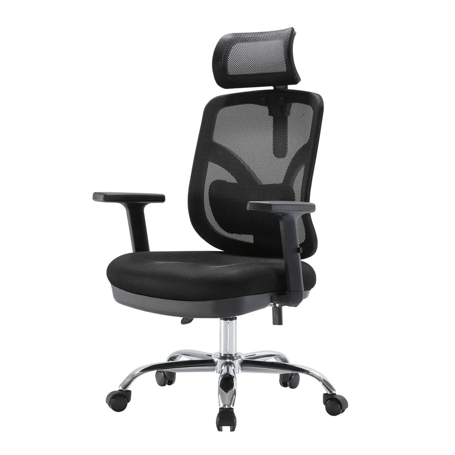 Ergonomischer Proregal Bürostuhl Schwarz mit verstellbarer Lordosenstütze, Armlehnen und Kopfstütze, H x B x T: 127 x 66 x 93 cm - Bild 2