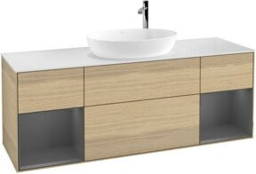 V&B Waschtischunterschrank Finion in Anthrazit lackiert mit Eichenoberfläche, Breite: 160 cm - Bild 1