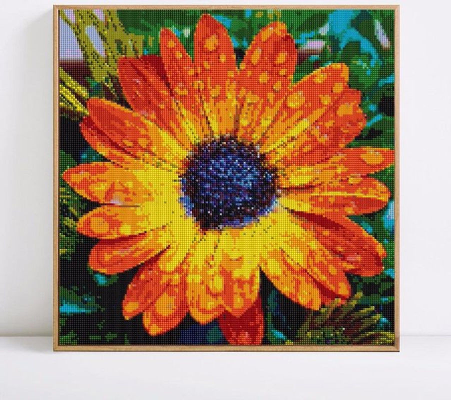 FIYO Diamond Painting Set mit floralem Blumenmotiv und runden Steinen, mehrfarbig, B/B: 30 x 30 cm - Bild 1