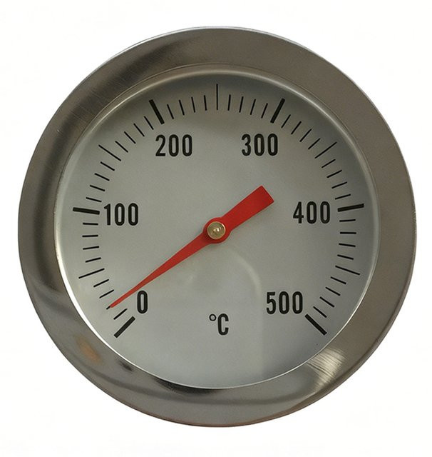 VIBRATITE BBQ-Thermometer aus Edelstahl in Silber, analoges Bimetall-Ofenthermometer mit Messbereich 0–500 °C, Durchmesser: 5,2 cm - Bild 1