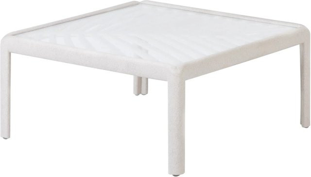 Beliani Couchtisch FERRETTI in Hellbeige mit Glas und Metall, B/T/H: 69 x 69 x 32 cm - Bild 1