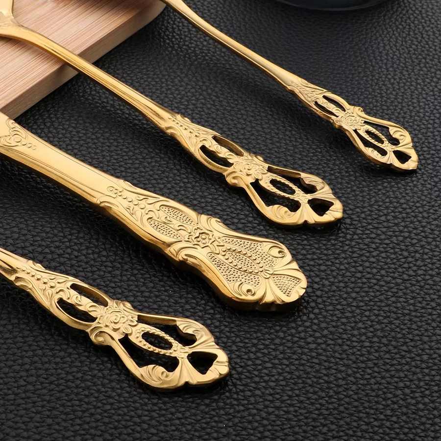 AJOYOUS Besteckset 16-teilig aus Edelstahl in Gold, Vintage Design für Erwachsene - Bild 2