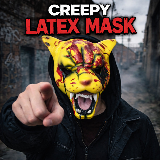 patygr Horror Blutige Tiger-Maske, Vollkopf-Latex-Tiermaske, Unisex - Bild 1