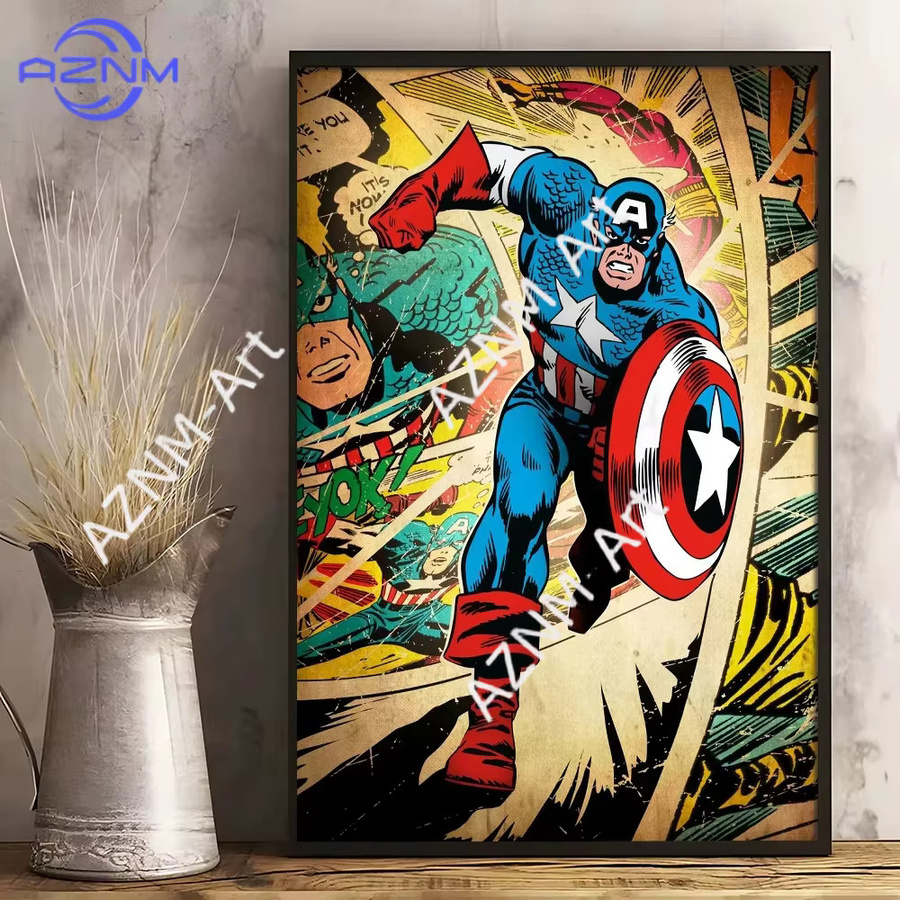 Marvel Avengers Vintage Wandkunst Poster als Leinwanddruck mit Spider-Man, Iron Man, Hulk und Thor in Mehrfarbig - Bild 2
