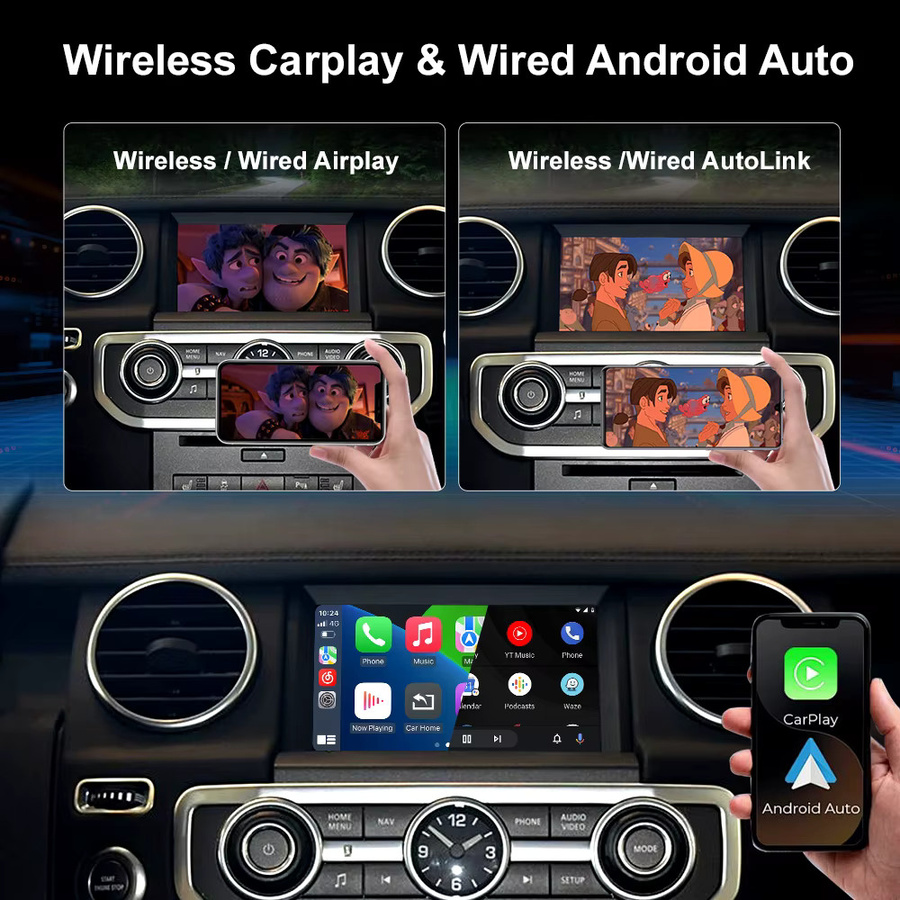 AUTOABC Drahtloses CarPlay und Android Auto Car Kit Freisprecheinrichtung für Jaguar Land Rover Discovery 4, Range Rover Evoque, Freelander 2, XE, XF und XJL - Bild 4