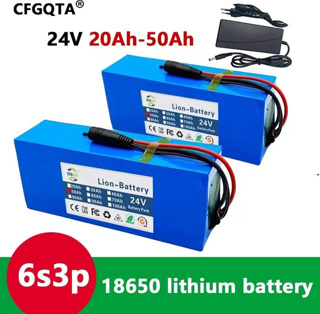 ALalito Lithium-Ionen-Akkupack 24V 20Ah 25,2V 20000mAh mit Ladegerät 6S3P 18650 Wiederaufladbare Batterie - Bild 1