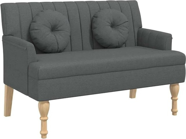 vidaXL Sitzbank mit Kissen in Dunkelgrau mit vertikalem Linienmuster aus Gummibaumholz und Stoff, B/T/H: 113 x 64,5 x 75,5 cm - Bild 1