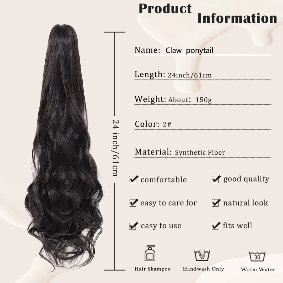 Manetique Pferdeschwanz, 24 Zoll, gewellt, synthetisch, Damen - Bild 2