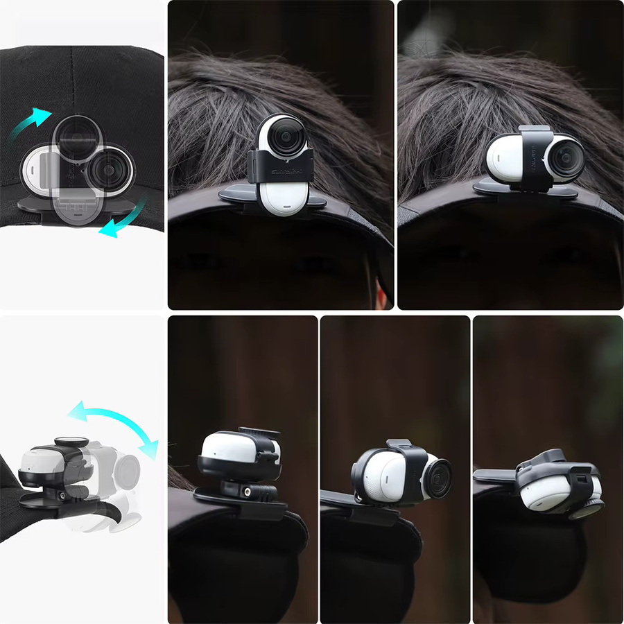 Insta360 Kamera-Kappenhalter mit Schnellverschluss für Insta360 Go 3S und Go 3, Sport-Hut-Clip in Schwarz - Bild 3
