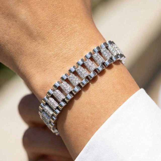 Meaeguet Uhrenarmband Edelstahl, Silber, Zirkonia, Damen - Bild 1