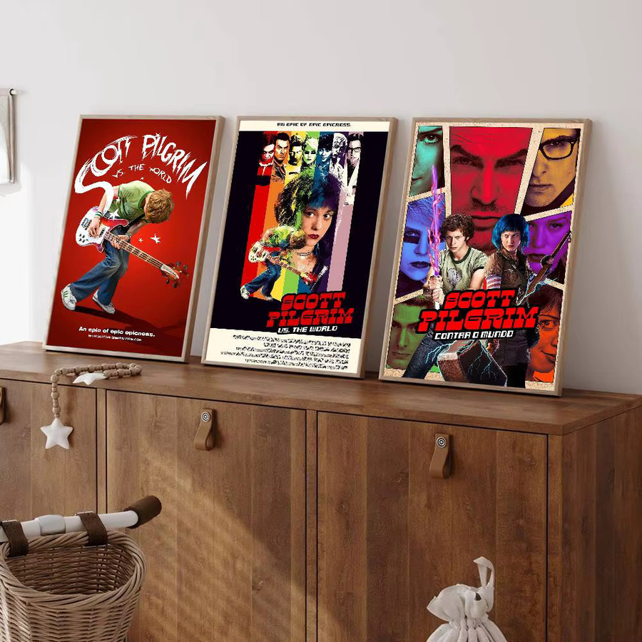 Selbstklebendes Vintage-Film-Poster Scott Pilgrim VS The World als Retro Wandaufkleber zur Wanddekoration - Bild 3