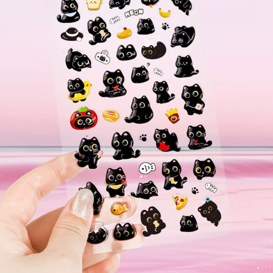 3D Relief Gelee Aufkleber mit Cartoon Tier Motiven Katze und Hunde in Multicolour für DIY Telefonhüllen und Tagebücher aus Resin - Bild 4