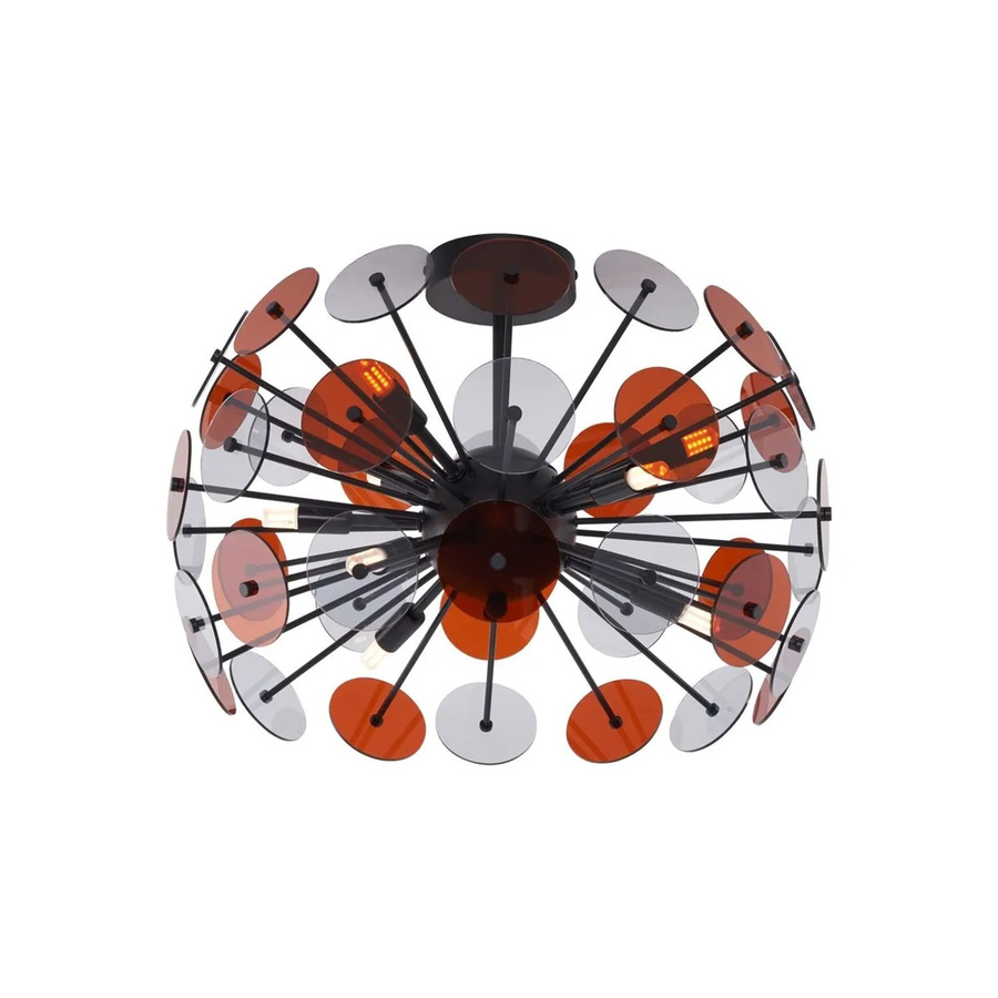 QAZQA Art-Deco Deckenleuchte in Schwarz mit Bernstein- und Rauchglas im Atomic-Design - Bild 2
