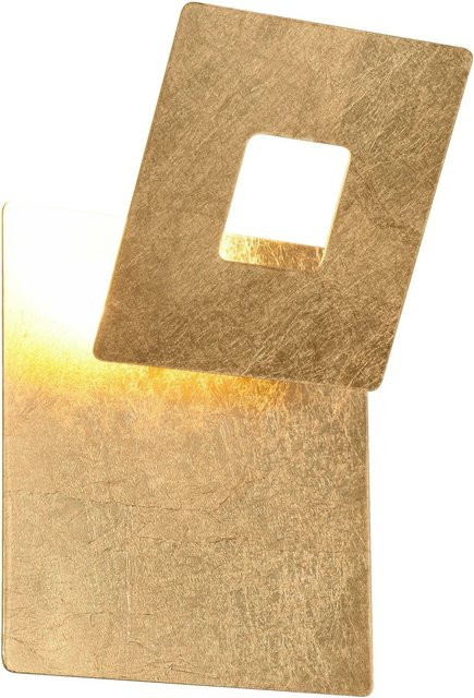Trio Leano LED-Wandlampe in Gold/Messing, eckiges Design aus Metall mit Up-and-Down-Lichtfunktion und warmweißem Licht - Bild 1