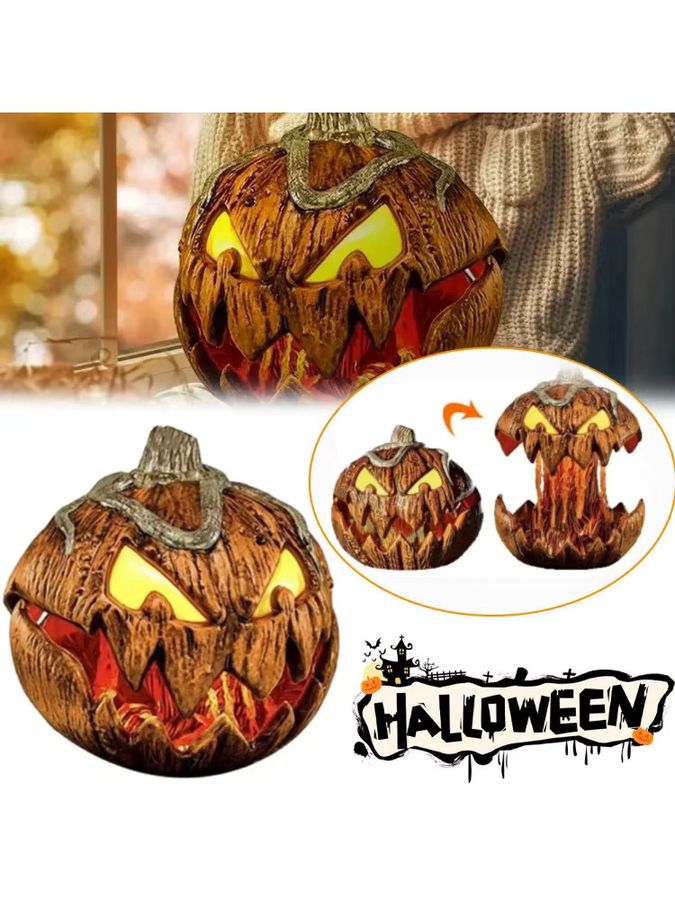Trebalena Halloween Kürbis-Dekoration Gruselige Jack-O-Lantern Köpfe für die Gartendekoration im Freien - Bild 7