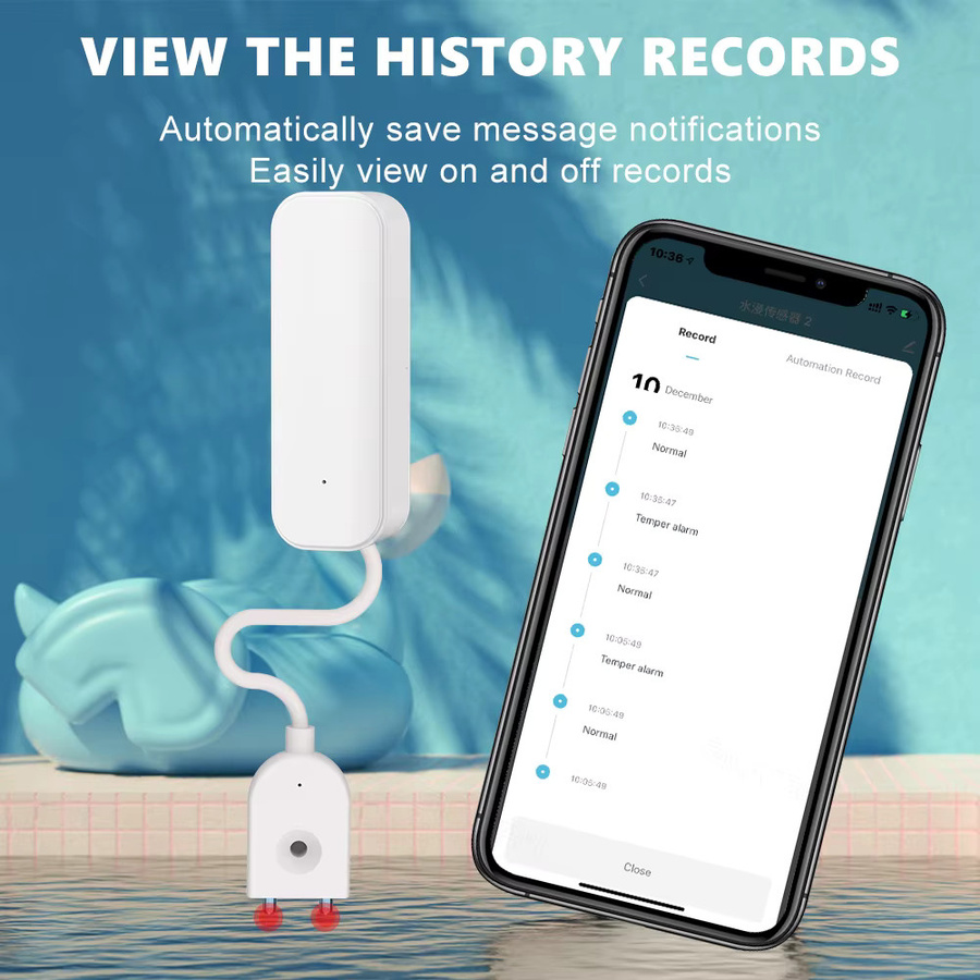 Tuya Smart Home Wassersensor zur Leckageerkennung und Überschwemmungsüberwachung in Weiß mit WiFi oder Zigbee Anbindung - Bild 3