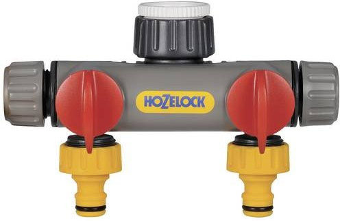 Hozelock 2-Wege-Verteiler mit Regulierventil in Grau, 1/2 Zoll (12 - 15 mm) - Bild 1
