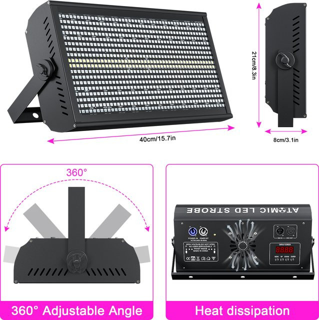 U'King 4er-Set 200W LED RGBW Stroboskop-Lichter mit DMX512 Wash-Bühnenbeleuchtung und Uplight in Schwarz - Bild 1