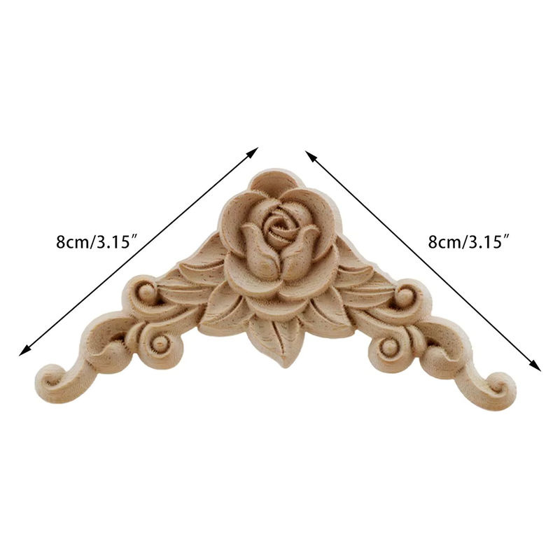 4 Stück florale Eck-Applikationen aus Holz und Kunstharz in Beige für Möbel und Rahmen - Bild 6