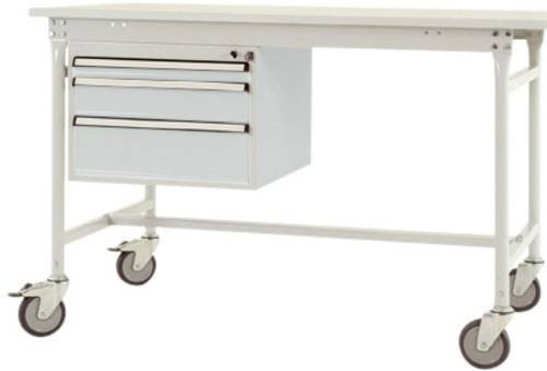 Manuflex Mobiler Gehäuse-Unterbau ZB4682.7035 mit 3 Schubfächern in Lichtgrau RAL 7035 für Tischtiefe 800 mm - Bild 1
