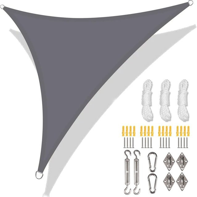 Binchi Garden Dreieck-Sonnensegel aus Polyester in Grau mit 98 % UV-Schutz, wasserdichtes Segeldach für Garten, Terrasse und Pergola, B/T/H: 360 x 360 x 360 cm - Bild 1