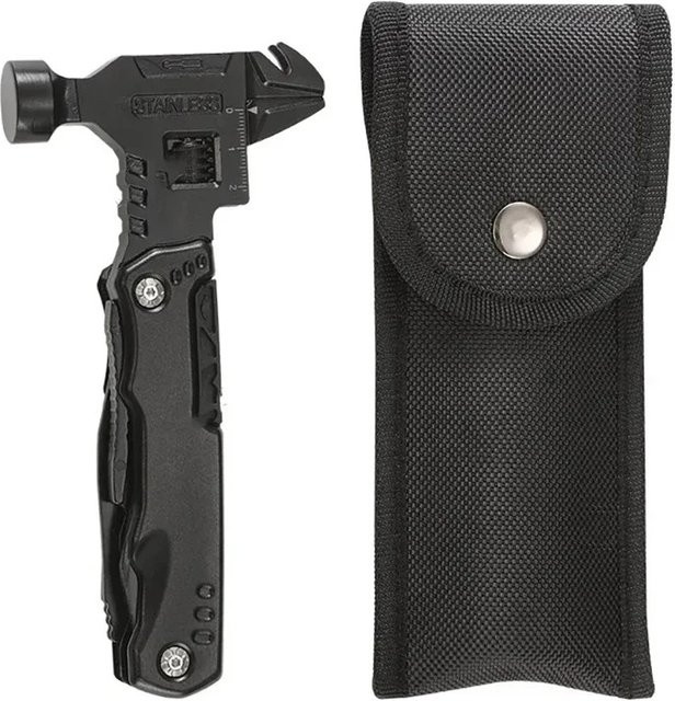 16-in-1 Universal-Klapptang in Schwarz als Multifunktionsschlüssel und Hammerkombination für Outdoor, Survival und Camping - Bild 1