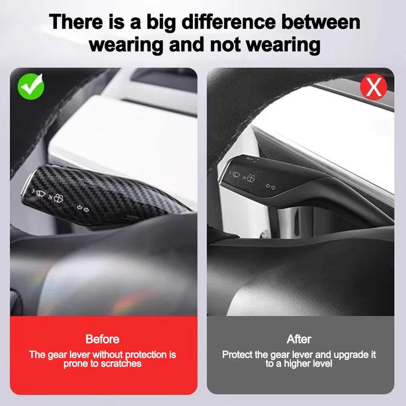 Ticify Lenkhebelabdeckung im Kohlefasermuster für Tesla Model 3 und Model Y in Schwarz - Bild 5