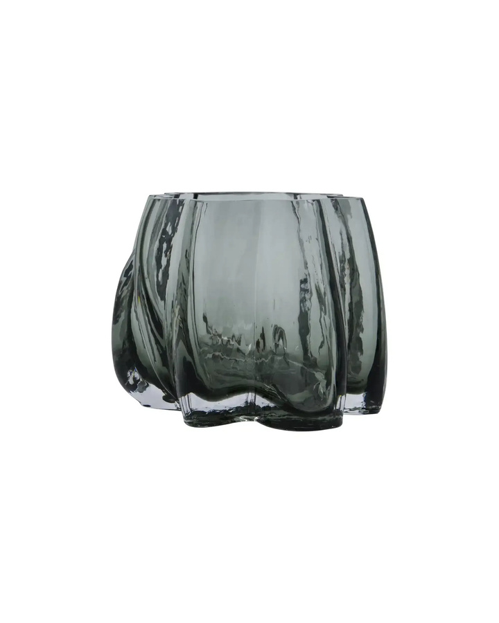 House Doctor Stimmungslicht Curva aus rauchgrauem Glas mit gewellter Form, Höhe: 15 cm - Bild 1