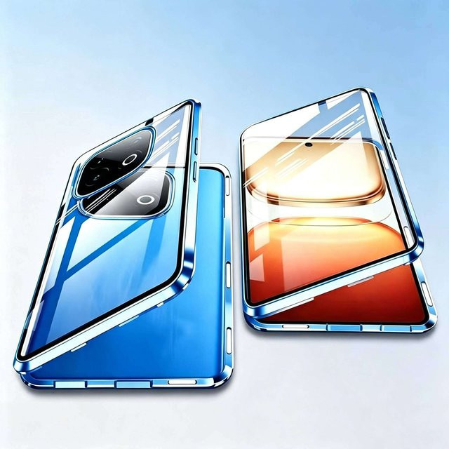 Schutzhülle für Xiaomi 15T Pro mit beidseitigem gehärtetem Glas und Metallrahmen sowie Vollschutz für die Linsen in Blau - Bild 1