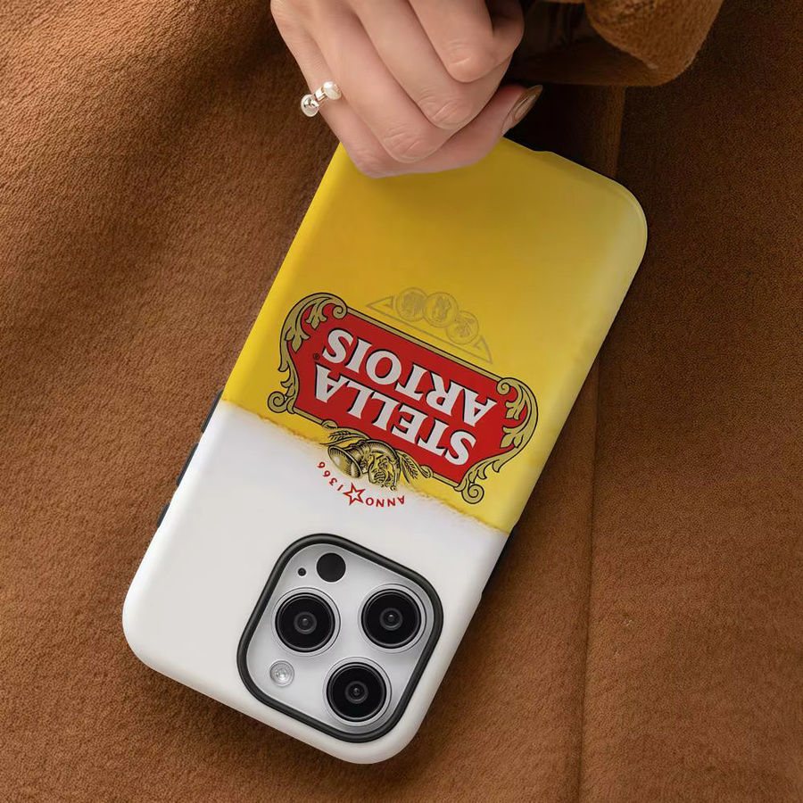 S-STELLA A-ARTOIS Bier Handyhülle für iPhone 12 bis 17 Pro Max Plus, glänzende HD-Doppelschicht-Flüssighartschale, Weiß - Bild 4