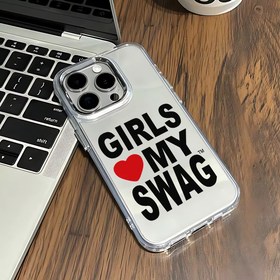 Potdemiel Handyhülle mit GIRLS LOVE MY SWAG Motiv für iPhone 11 bis 17 Pro Max, Transparent - Bild 3