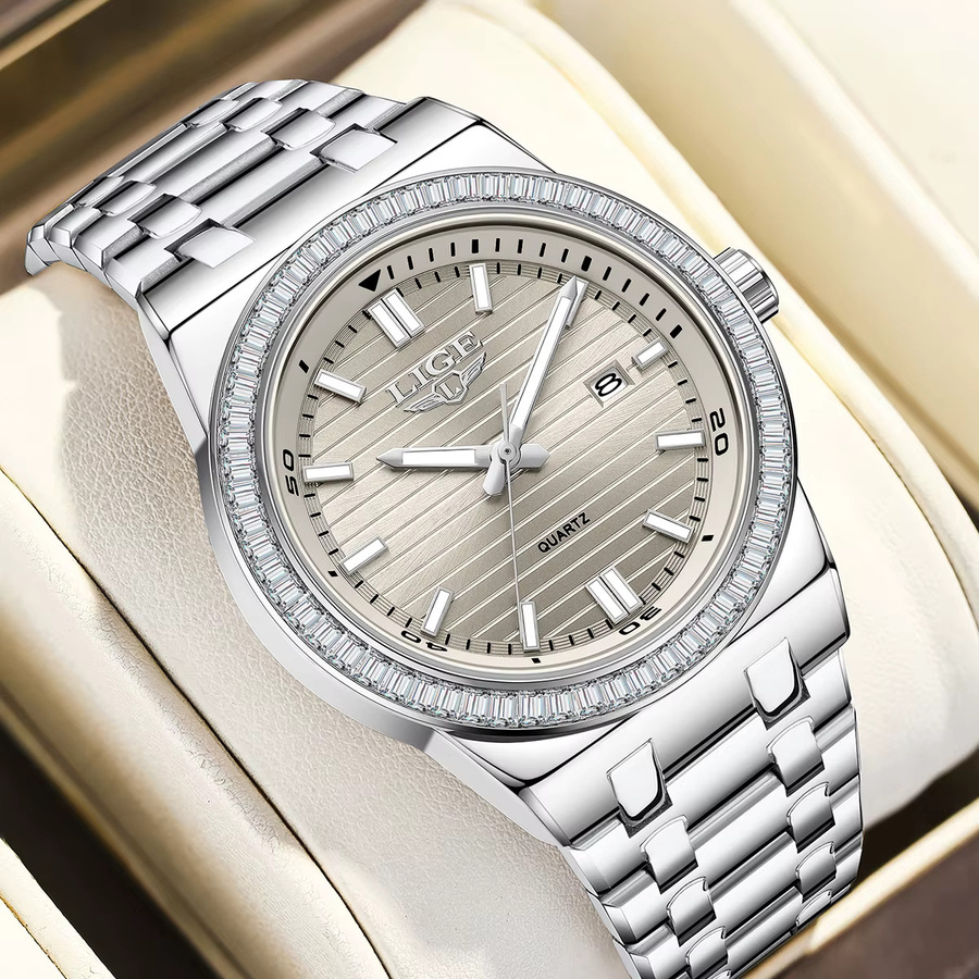 LIGE Armbanduhr, Quarzuhr, Diamant, Herren - Bild 6