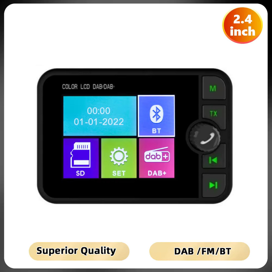 Podofo DAB/DAB+ Radio Adapter mit 2,4-Zoll-LCD-Display und Bluetooth für Ford VW Audi in Schwarz - Bild 7