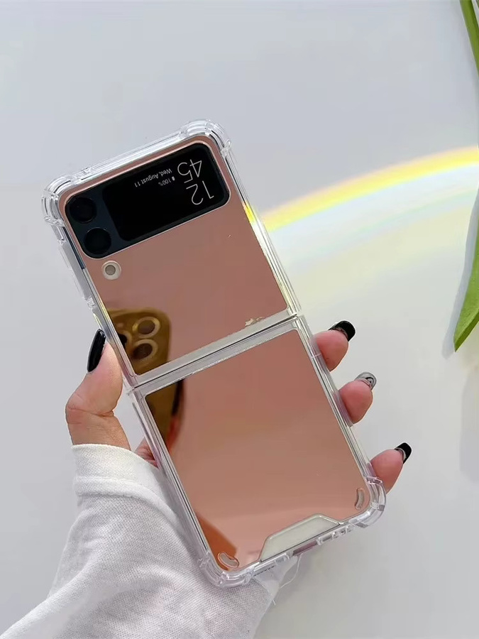 Luxus Slim Make-Up Spiegel Schutzhülle als harte Telefon Case für Samsung Galaxy Z Flip 3 4 5 6 7 FE 5G in Gold - Bild 6