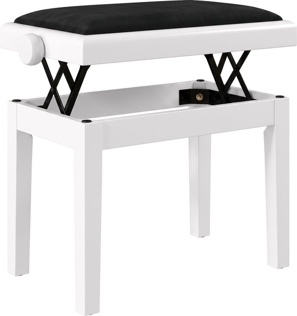 HOMCOM Klavierbank höhenverstellbar mit gepolstertem Samtkissen und Kautschukholz-Beinen, Weiß, B: 61,5 cm, T: 33 cm, H: 45-56 cm - Bild 1