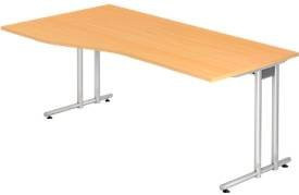 Schreibtisch JENA von Schäfer Shop in Buche-Dekor mit C-Fuß und Freiform, B/T/H: 180 x 100 x 72 cm - Bild 1